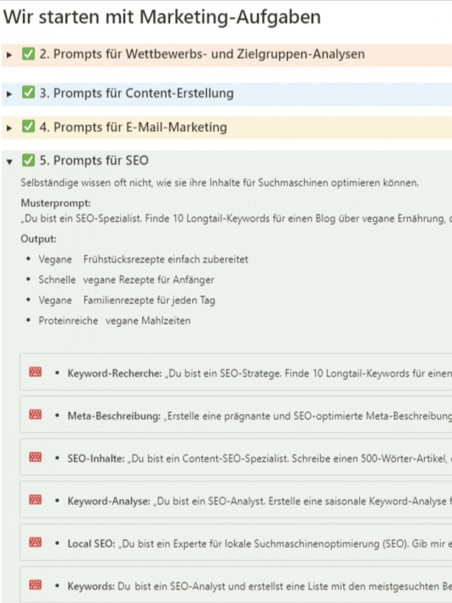 Vielfältige Marketing-Prompts